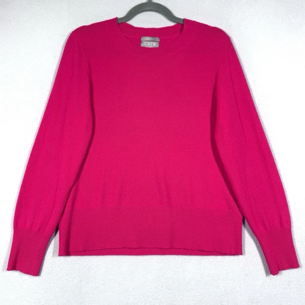 J‎ Crew Cashmere Sweater Womens Medium Classic Fit Crewneck Preppy Pink BA400